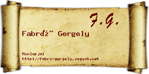 Fabró Gergely névjegykártya